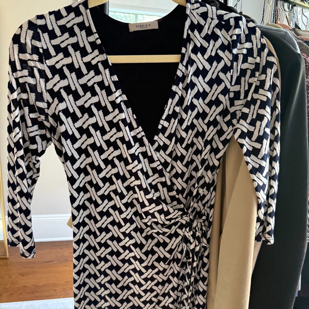 Faux Wrap Dress with 3/4 length Sleeves